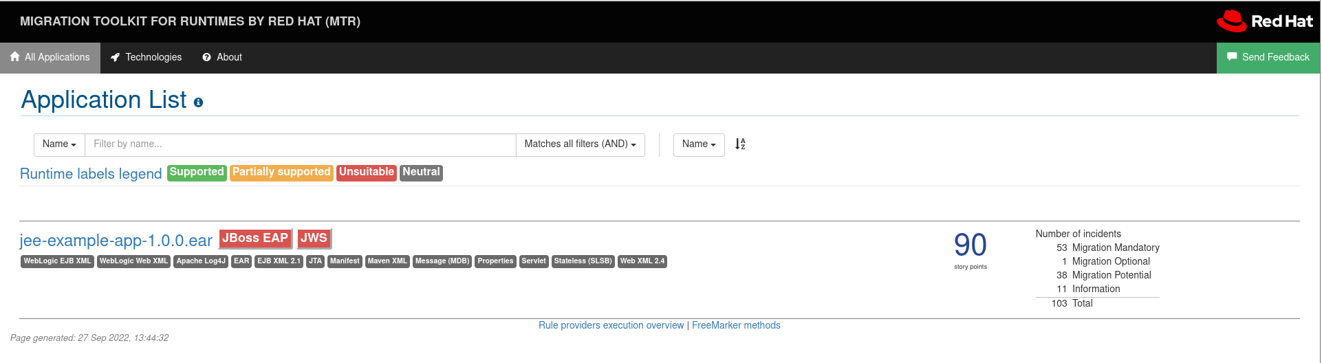 Analysis logs screen